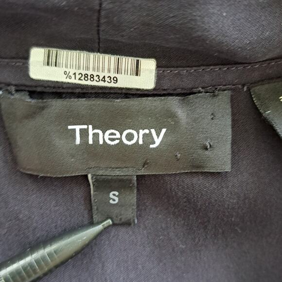 THEORY Relaxed Tie-Neck Sleeveless Silk Wrap Top in Black Size Small - Picture 7 of 11